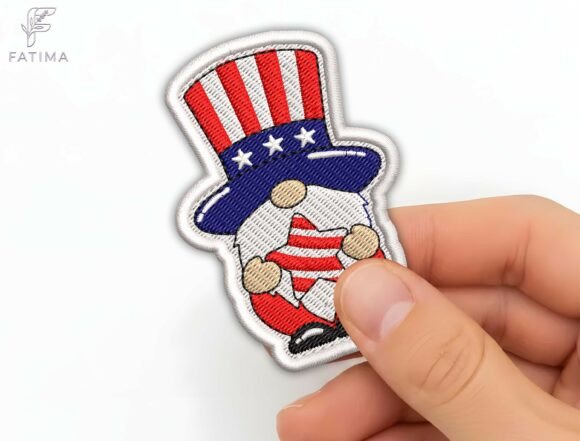 Download Patriotic Gnome Patch Embroidery Design - Patriotic Collection