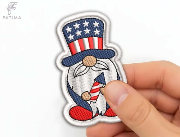 Download Patriotic Gnome Patch Embroidery Design - Patriotic Collection