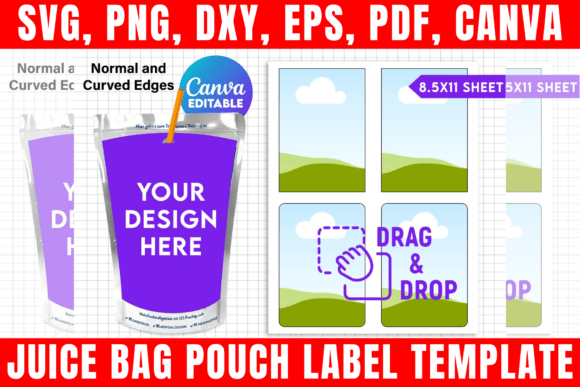 Download Juice Bag Pouch Label Canva Template - Label Collection
