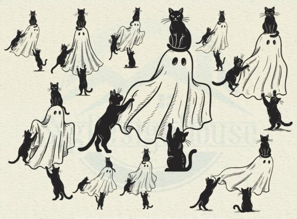 Download Halloween Ghost Black Cat SVG Bundle - Black cat svg Collection