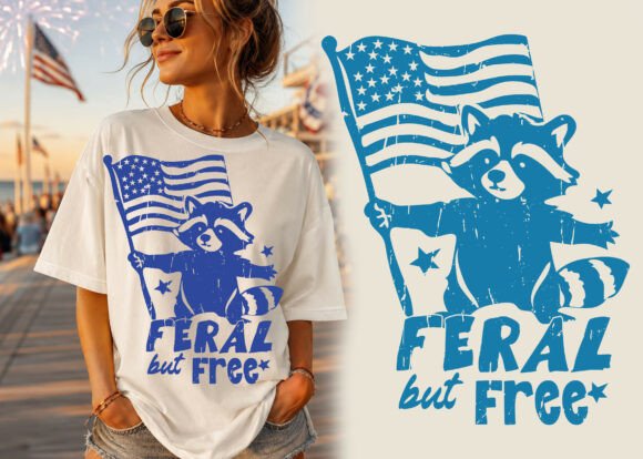 Download Feral but Free Patriotic Funny Raccoon - Patriotic Collection
