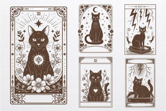 Download Mystic Black Cat SVG Tarot Card Bundle. - Black cat svg Collection