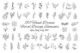 Download 110 Hand Drawn Floral Design Elements - Design elements Collection