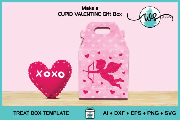 Download Valentine Cupid Gift Box SVG Template - Valentine Collection