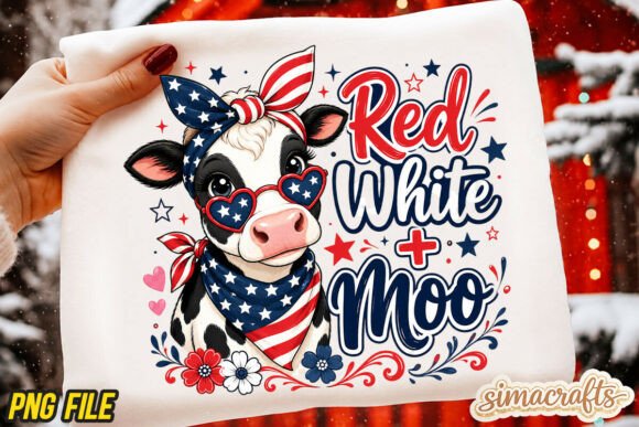 Download Patriotic Cow 4th of July Red White Moo - Premium Resources