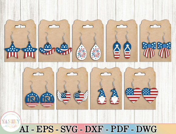 Download Patriotic Earring Laser Cut SVG Bundle - Patriotic Collection