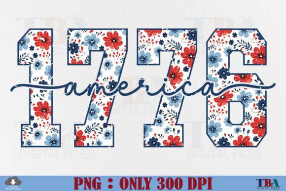 Download Floral America 1776 PNG, Patriotic USA - Premium Resources