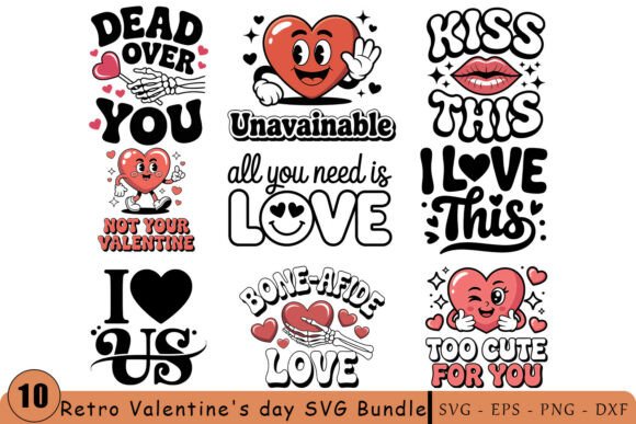 Download Retro Valentine’s Day Quotes SVG Bundle - Valentine Collection