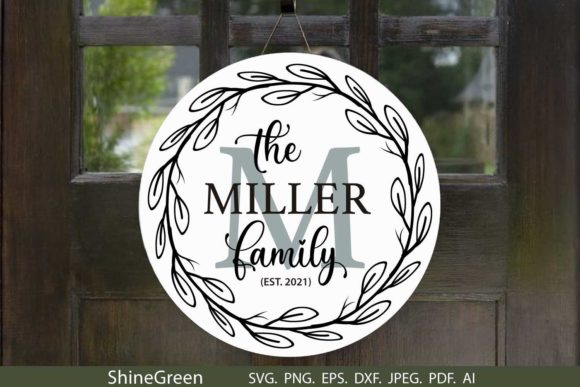 Download Floral Wreath Family Monogram Round Sign - Family monogram Collection